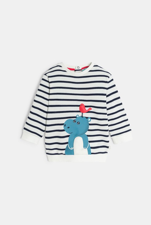 Sweatshirt gestreift blau Tiermotiv Kleinkind Junge 2