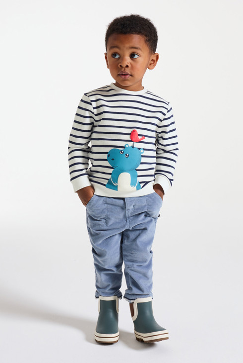 Sweatshirt gestreift blau Tiermotiv Kleinkind Junge 1