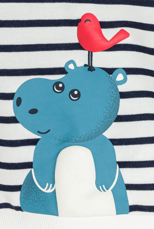 Sweat rayé bleu motif animalier bébé garçon
