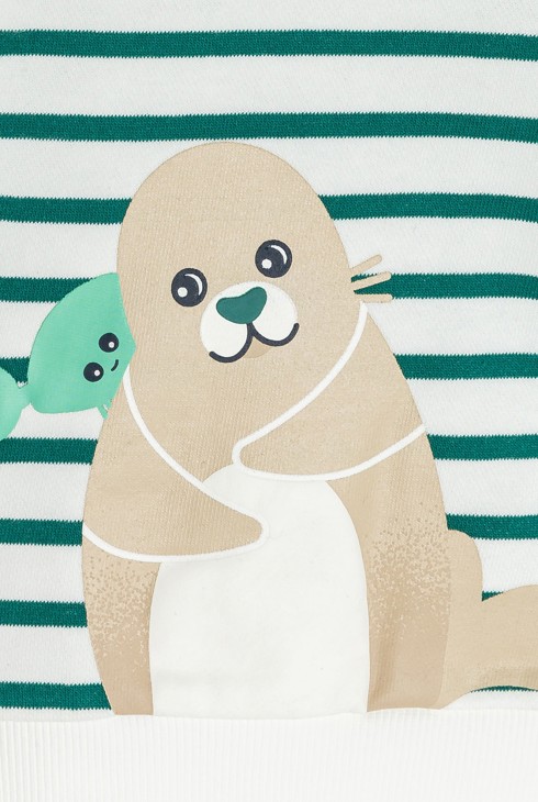 Sweatshirt gestreift grün Tiermotiv Kleinkind Junge 2