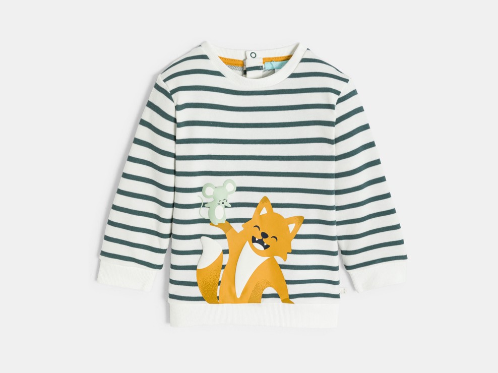 Sweat rayé vert à motif bébé garçon 2