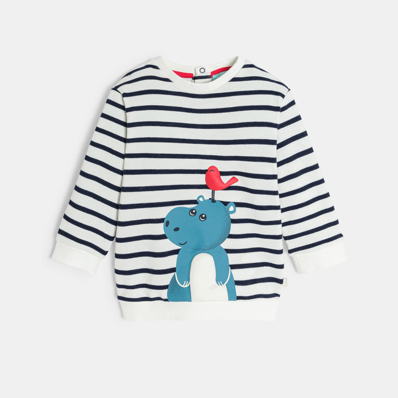 Sweatshirt gestreift blau Tiermotiv Kleinkind Junge