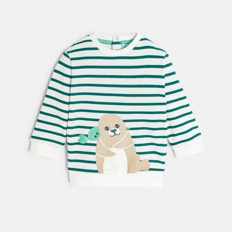 Sweatshirt gestreift grün Tiermotiv Kleinkind Junge
