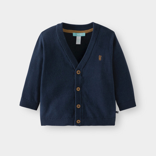 Gilet Maille Tricot Col V Bleu Marine Bébé Garçon - Bleu Navy - 6M - OBAIBI