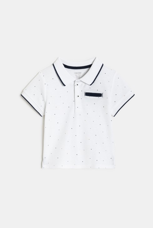 Polo de malla de punts blanc bebè nen 1