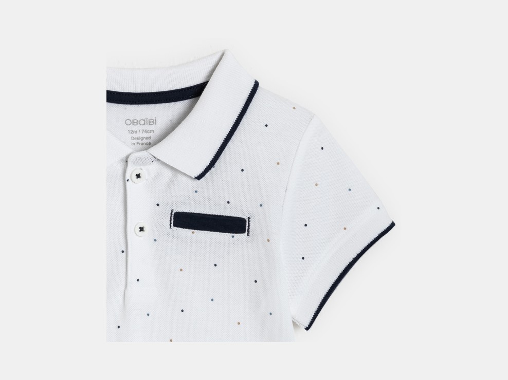 Polo in maglia bianca a pois neonato 2