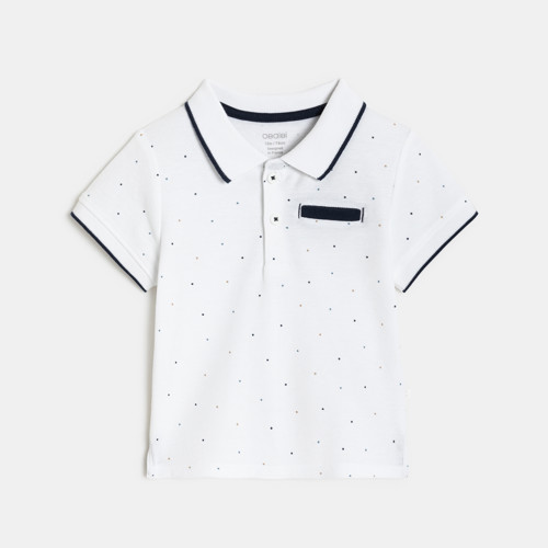 Polo En Maille À Pois Blanc Bébé Garçon - Imprimé Bleu - 23M - OBAIBI