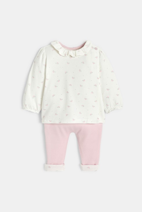Ensemble imprimé fleuri rose bébé fille 1
