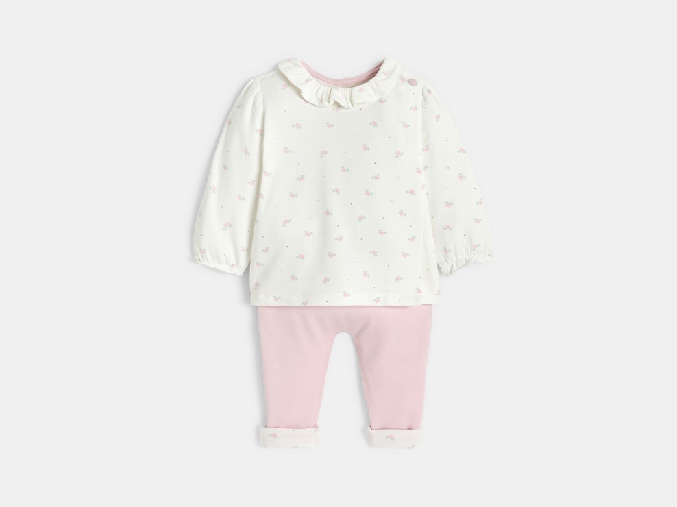 Rosa Ensemble mit Blumenprint für kleine Mädchen 1