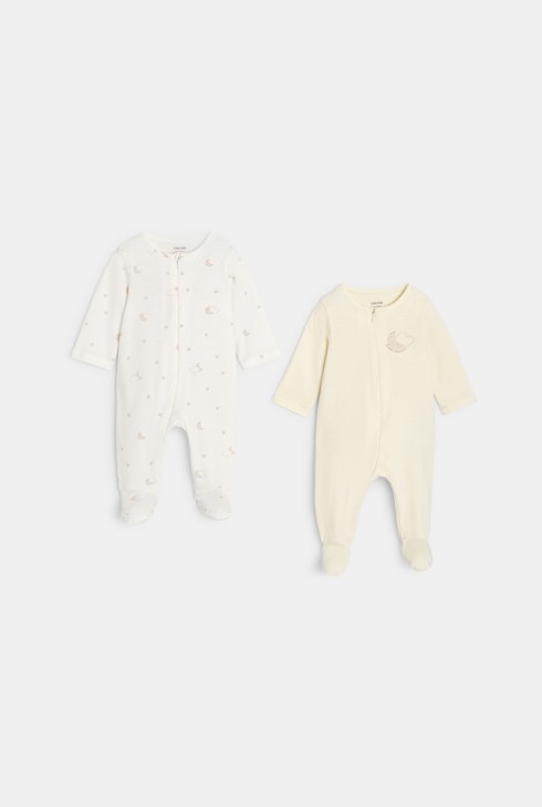 Strampler-Set in Gelb mit Mondmotiv für Jungen und Mädchen 1