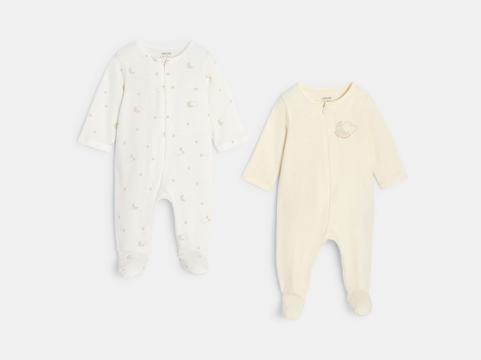 Strampler-Set in Gelb mit Mondmotiv für Jungen und Mädchen 1