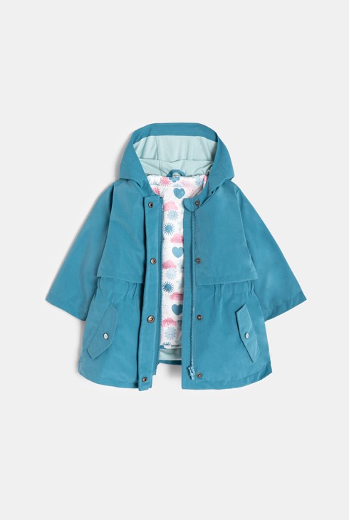 3-in-1-Parka mit Kapuze in Blau für kleine Mädchen 2