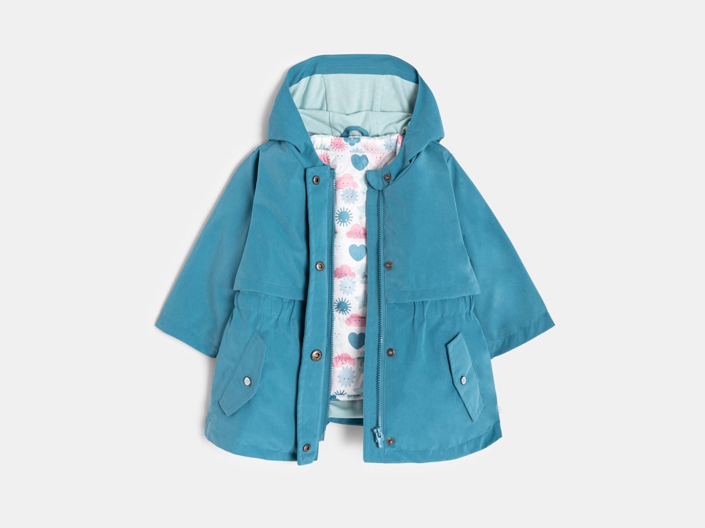 3-in-1-Parka mit Kapuze in Blau für kleine Mädchen 2