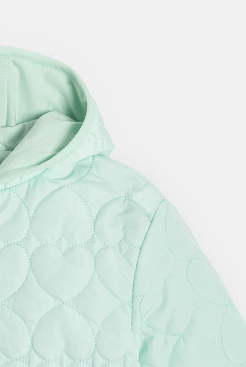Grüne gesteppte Daunenjacke mit Herzmuster Mädchen 2