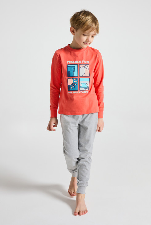 Crvena duga pidžama za dječaka s ilustracijama 1