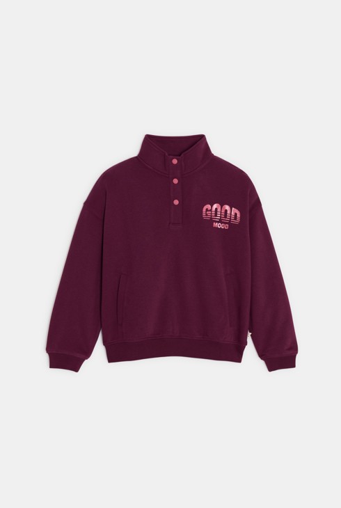 Sweat col montant bordeaux fille 1