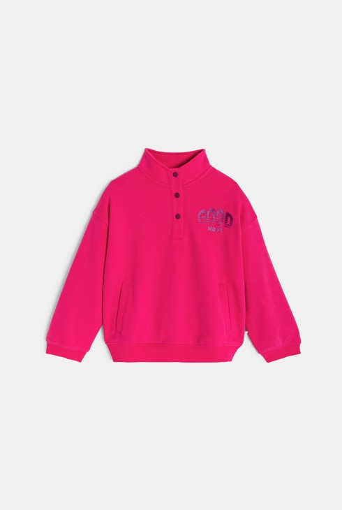 Sweat col montant rose fille 1