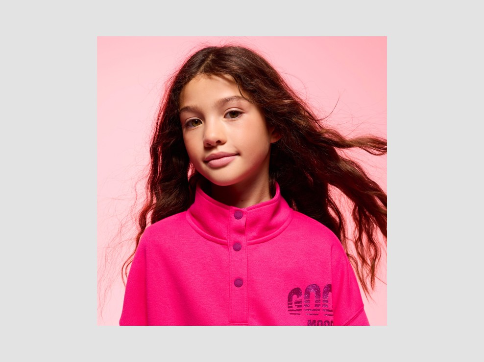 Sweat col montant rose fille 1