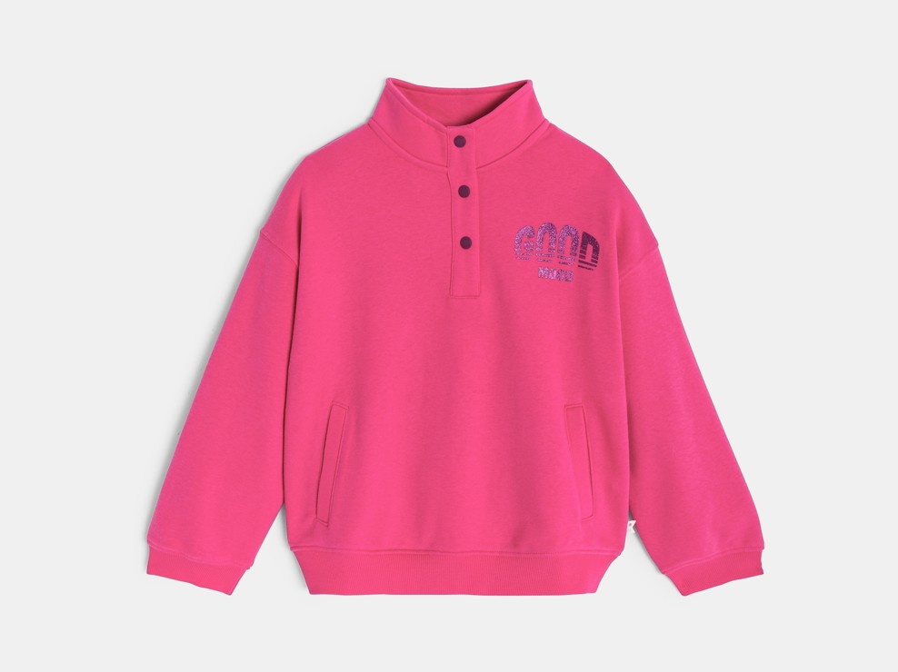Sweat col montant rose fille 2