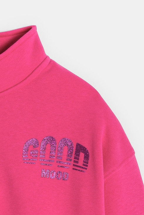 Sweat col montant rose fille