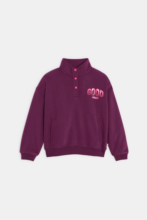 Sweatshirt mit Stehkragen in Bordeauxrot für Mädchen 2