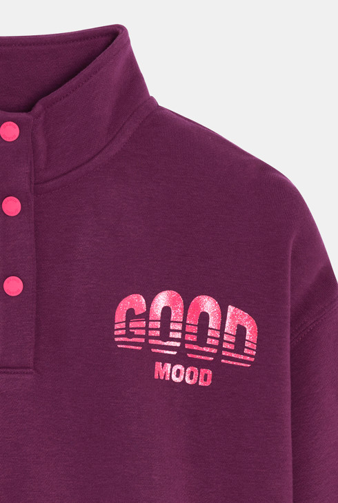 Sweat col montant bordeaux fille