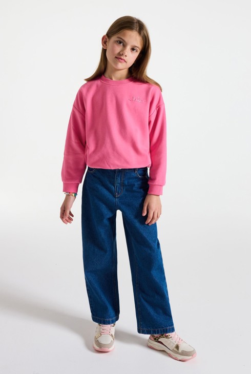 Ružičasti pulover od upijajuće tkanine sa stegnutim donjim dijelom za djevojčice 1