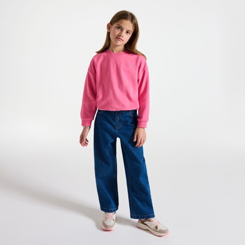 Sweat Molleton Ourlet Boule Rose Fille - Rose Hibiscus - 4A - OKAIDI