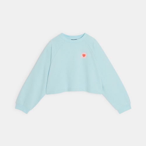 Sweat Court Cœur Bleu Clair Fille - Bleu Glaçon - 12A - OKAIDI