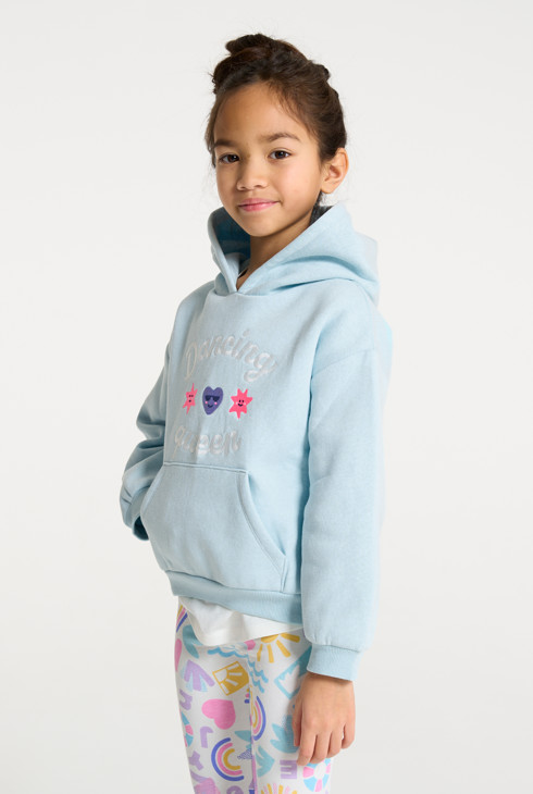 Dessuadora amb caputxa brodada blau nena 1