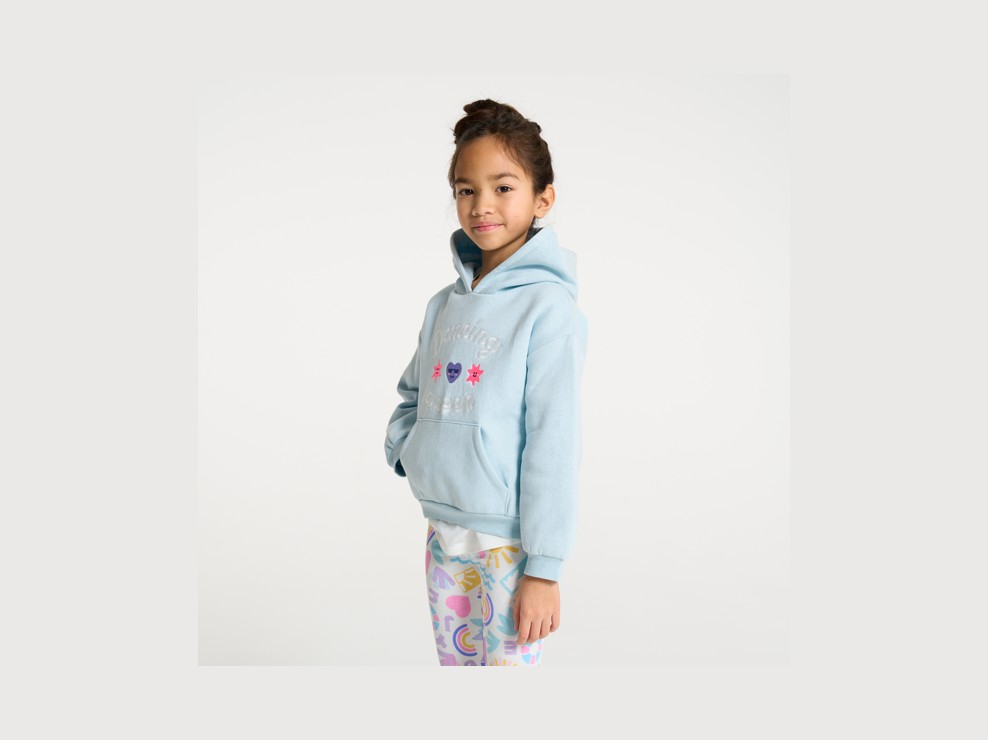 Sweat à capuche brodé bleu fille 1