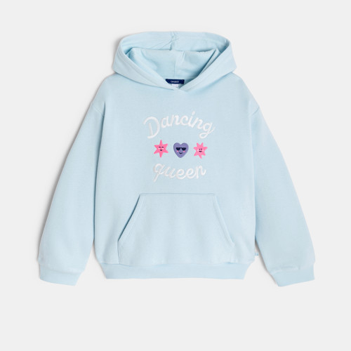 Sweat À Capuche Brodé Bleu Fille - Bleu Glaçon - 10A - OKAIDI