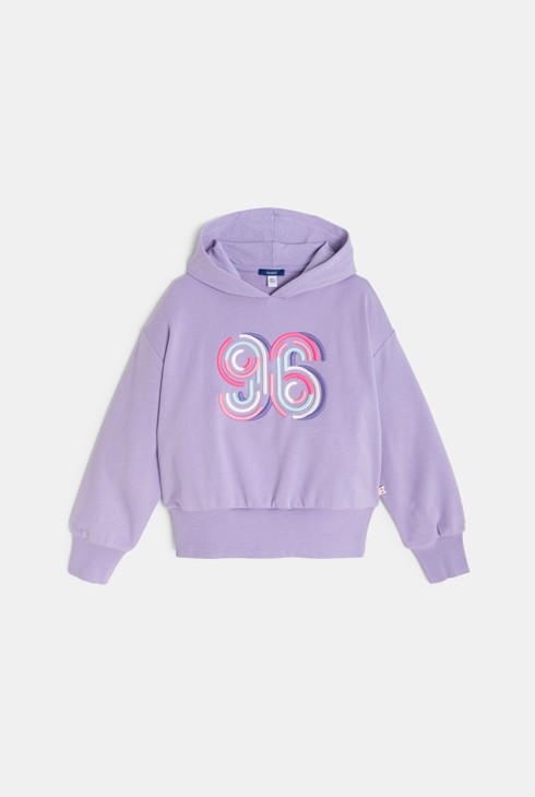 Hoodie bestickt blasslila Mädchen 1