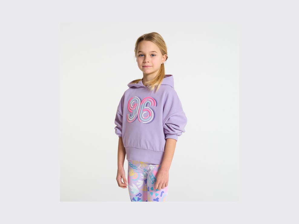 Hoodie bestickt blasslila Mädchen 1