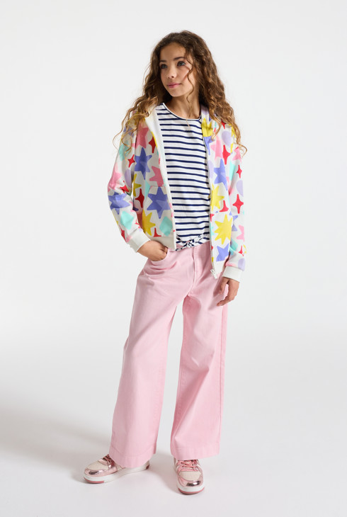 Sweatshirt Reißverschluss Kapuze Sterne mehrfarbig Mädchen 1