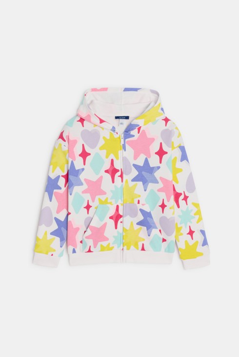 Sweatshirt Reißverschluss Kapuze Sterne mehrfarbig Mädchen 2