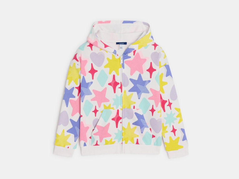 Sudadera con capucha y cremallera estrellas multicolor niña 2
