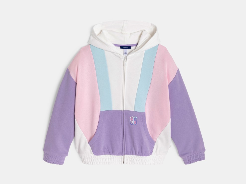 Mehrfarbiges Kapuzen-Sweatshirt mit Reißverschluss für Mädchen 2