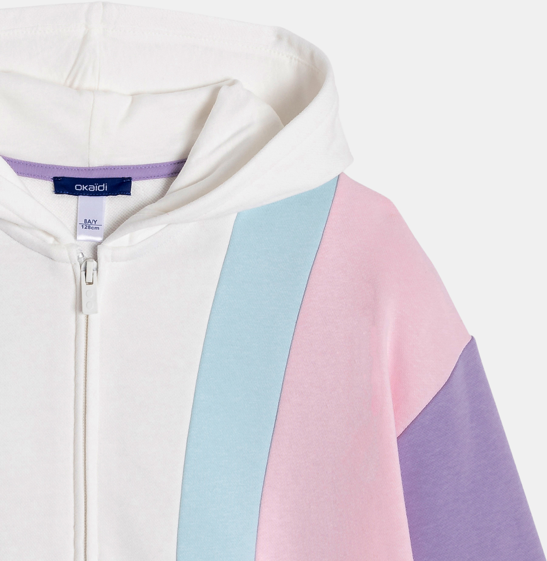 Mehrfarbiges Kapuzen-Sweatshirt mit Reißverschluss für Mädchen 2