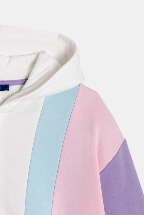 Sweat zippé à capuche multicolore fille