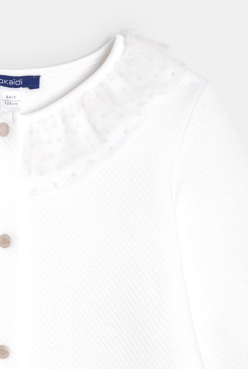 Sweat blanc à volant Fille 2