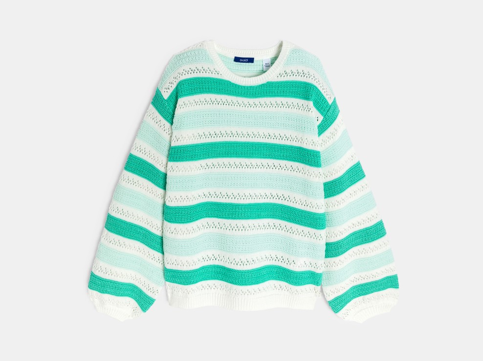 Pull rayé vert Fille 2