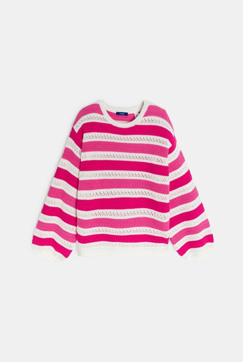 Ružičasti prugasti pulover za djevojčice 2