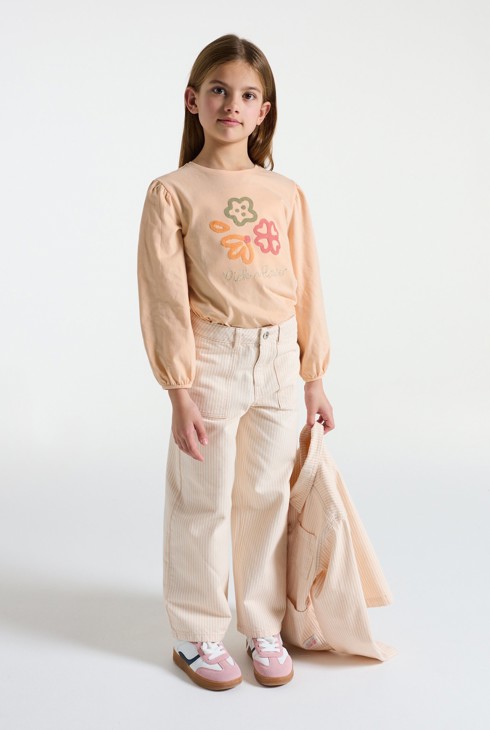 Ružičasta majica s izvezenim cvijećem za djevojčice 1