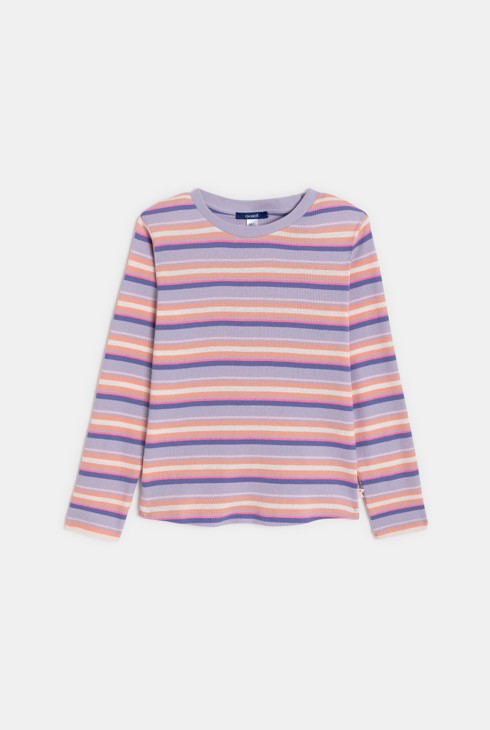 T-Shirt lange Ärmel gerippt gestreift blau Mädchen 1