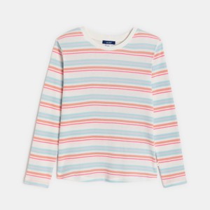 T-Shirt lange Ärmel gerippt gestreift rosa Mädchen