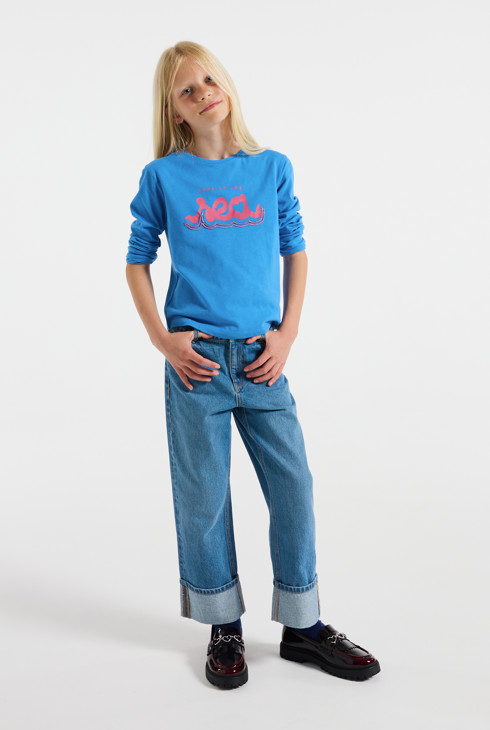 T-Shirt lange Ärmel blau Mädchen 1