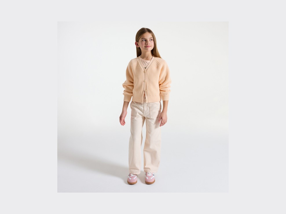 Cardigan en maille orange Fille 1