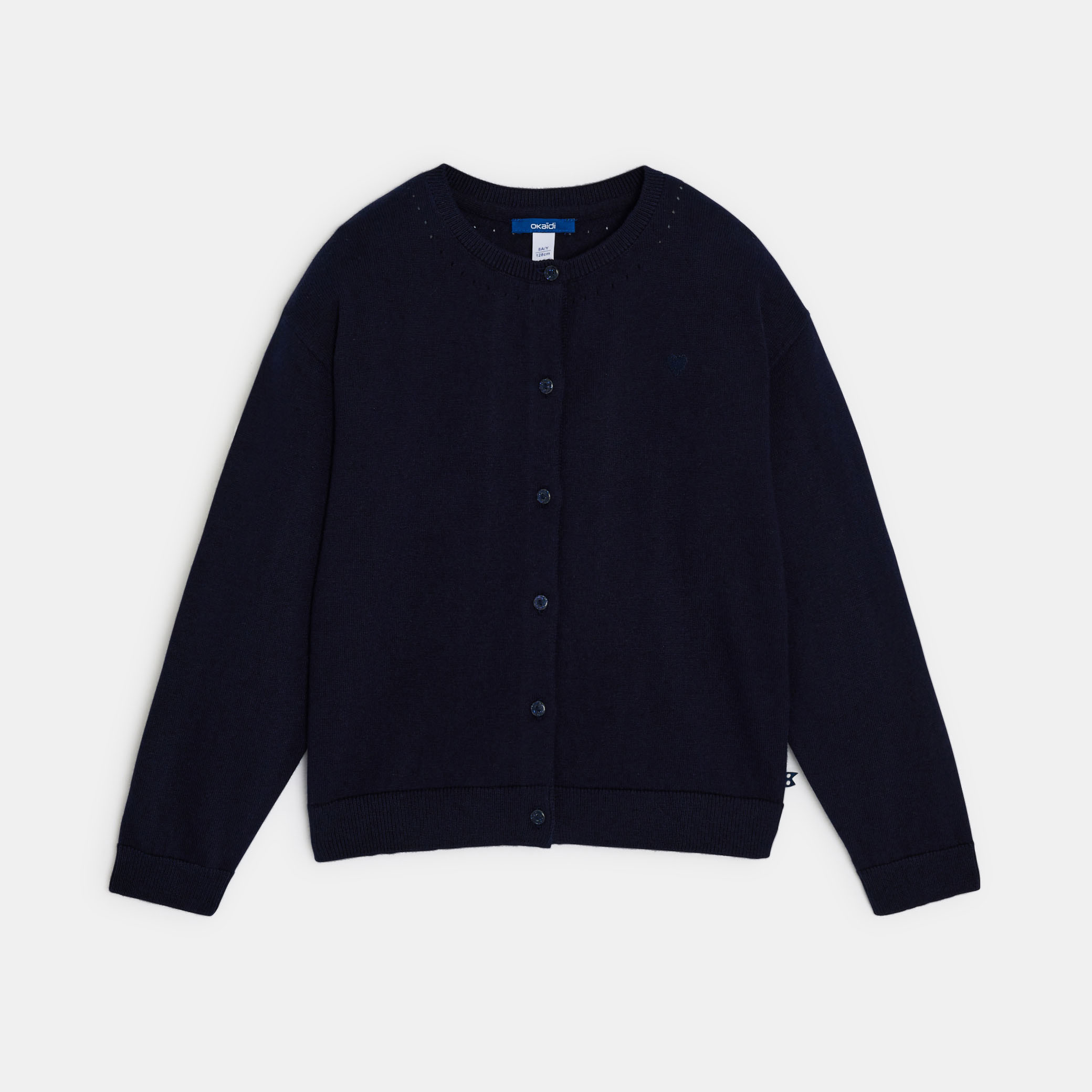 Gilet maille tricot fantaisie bleu marine fille - Bleu navy