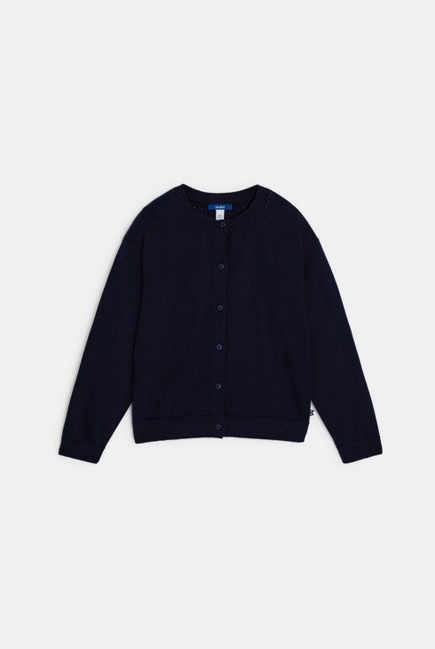 Mornarskoplavi moderni pleteni kardigan za djevojčice 1